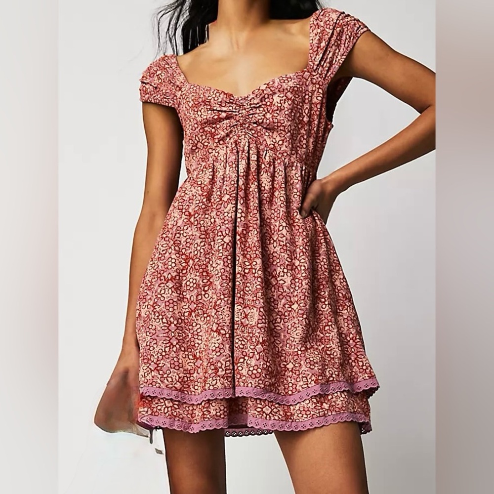 Free People Tabitha Mini Dress Petal Combo Size L NWT